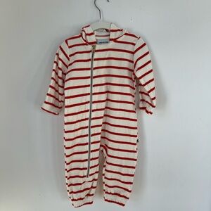 Mini Rodini Red and Cream Striped Velour Onesie
Size US 4-9M